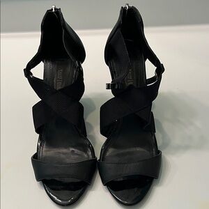 White House Black Market Black Strappy Heeled Sandals